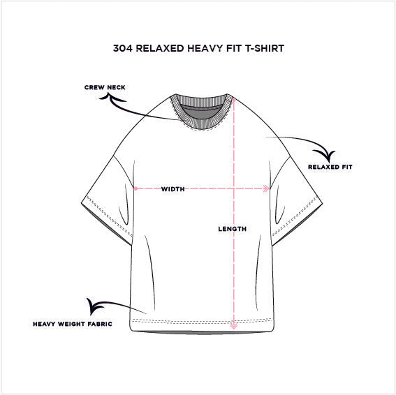 304 Relaxed Heavy Fit T-shirt dimensions