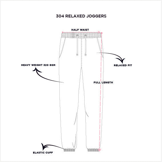 304 Womens Relaxed Joggers dimensions